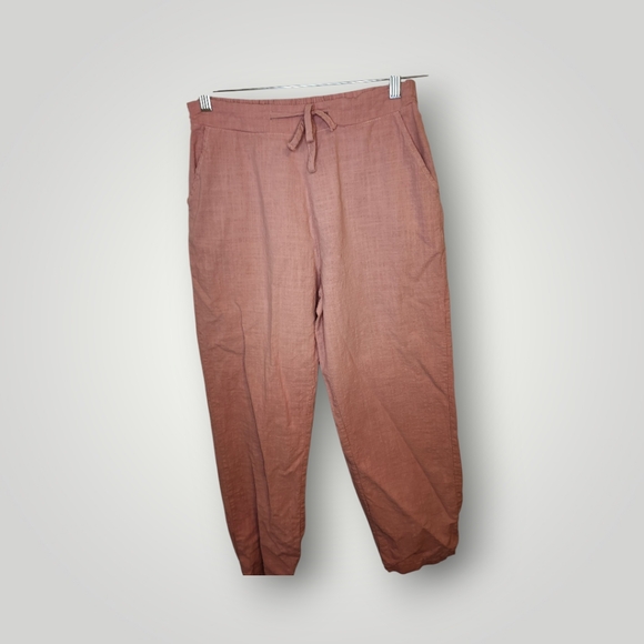 Pink pants size M Linen blend casual straight leg pants - Picture 1 of 13